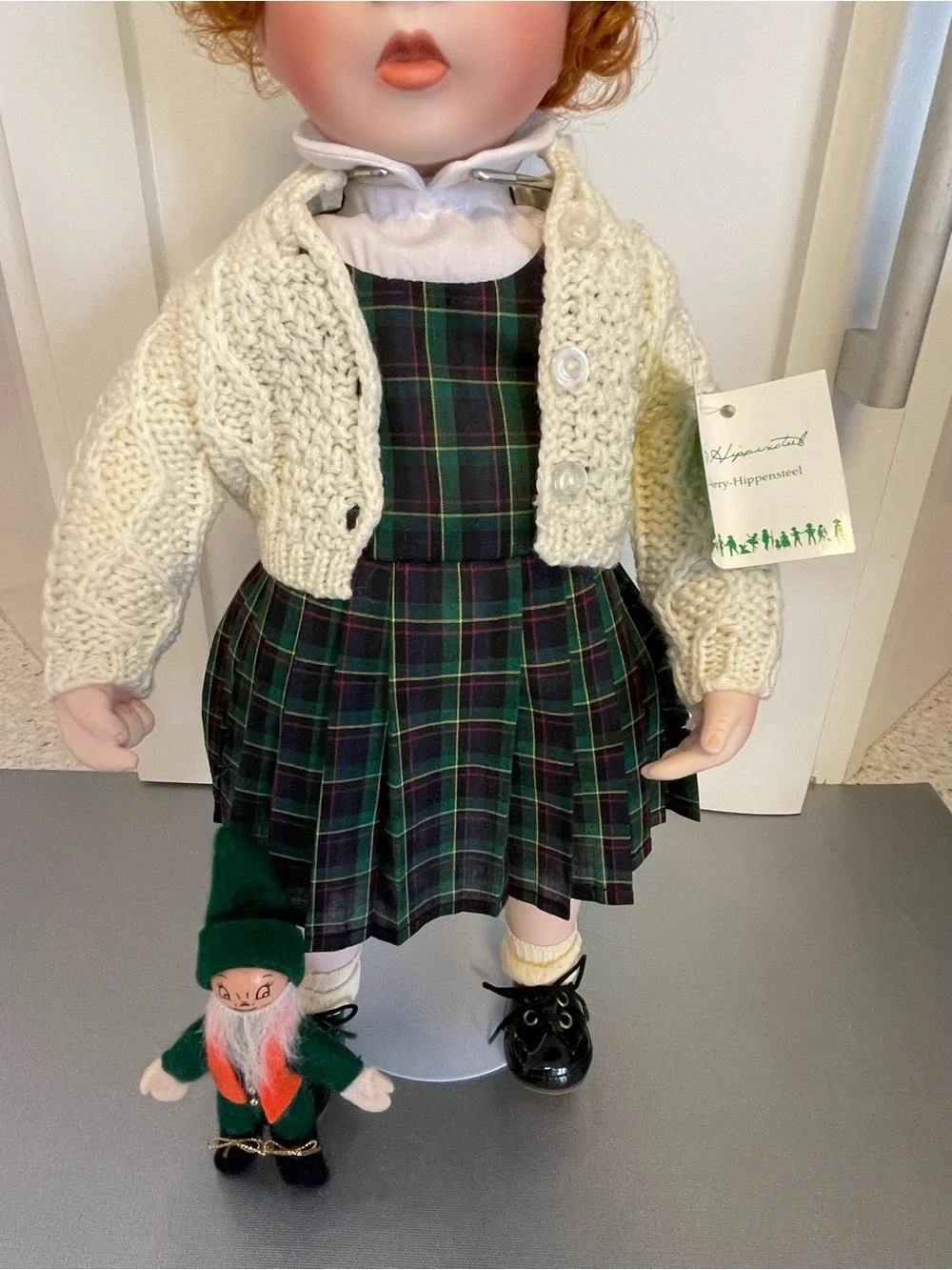 Vtg -17” by Kathy Barry Hippensteel  Porcelain Doll Molly w/Jester Doll -Display